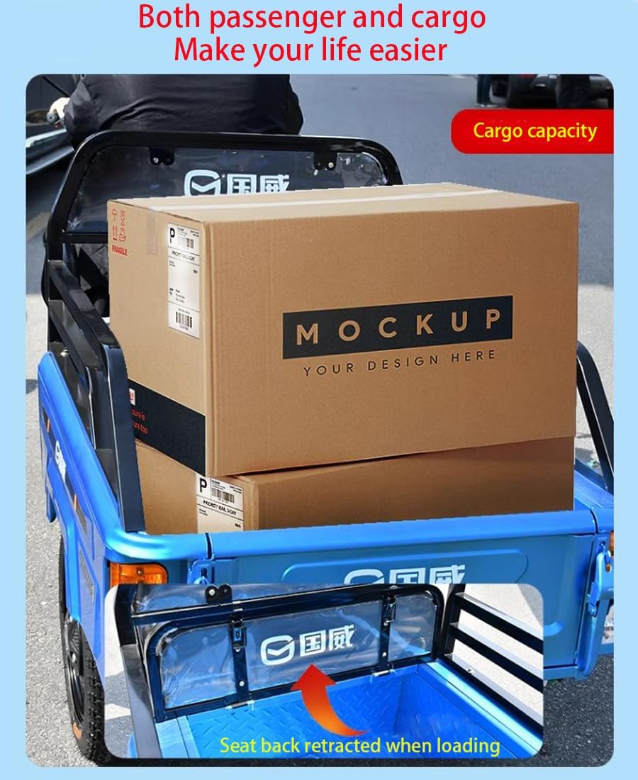 Electric tricycle, adult electric tricycle,agricultural tricycle,garden car, warehouse car, 1000W differential motor,60V~ 32a large capacity battery,250KG loader hopper, Astern please pay attention