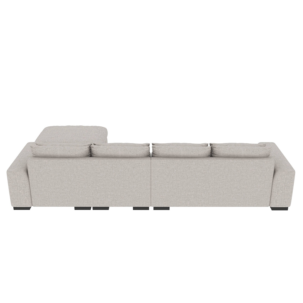 Modern Sectional Sofa with Ottoman, Linen, Corner Sectional Sofa For Lining Room, 140.15'', Beige