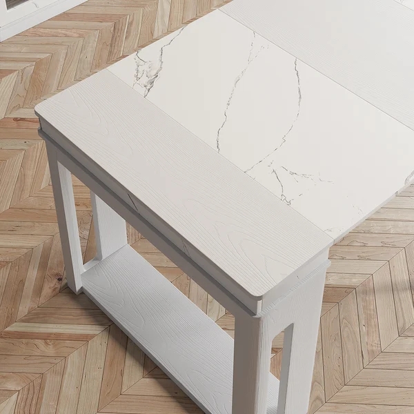 Extendable Dining Table Set Rectangle Storage Sideboard with 4 Chairs