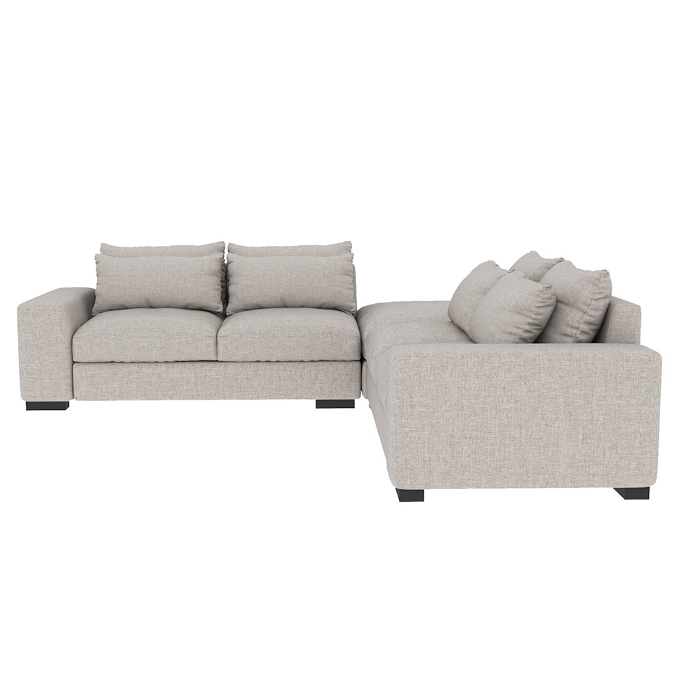 Modern Sectional Sofa with Ottoman, Linen, Corner Sectional Sofa For Lining Room, 140.15'', Beige