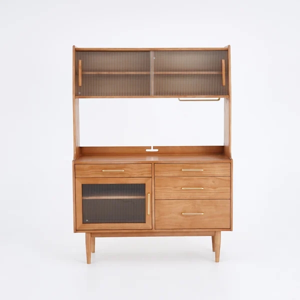 Prosy Mid-Century Modern Natural Sideboard with 3 Doors & 3 Shelves & 3 Drawers in Small