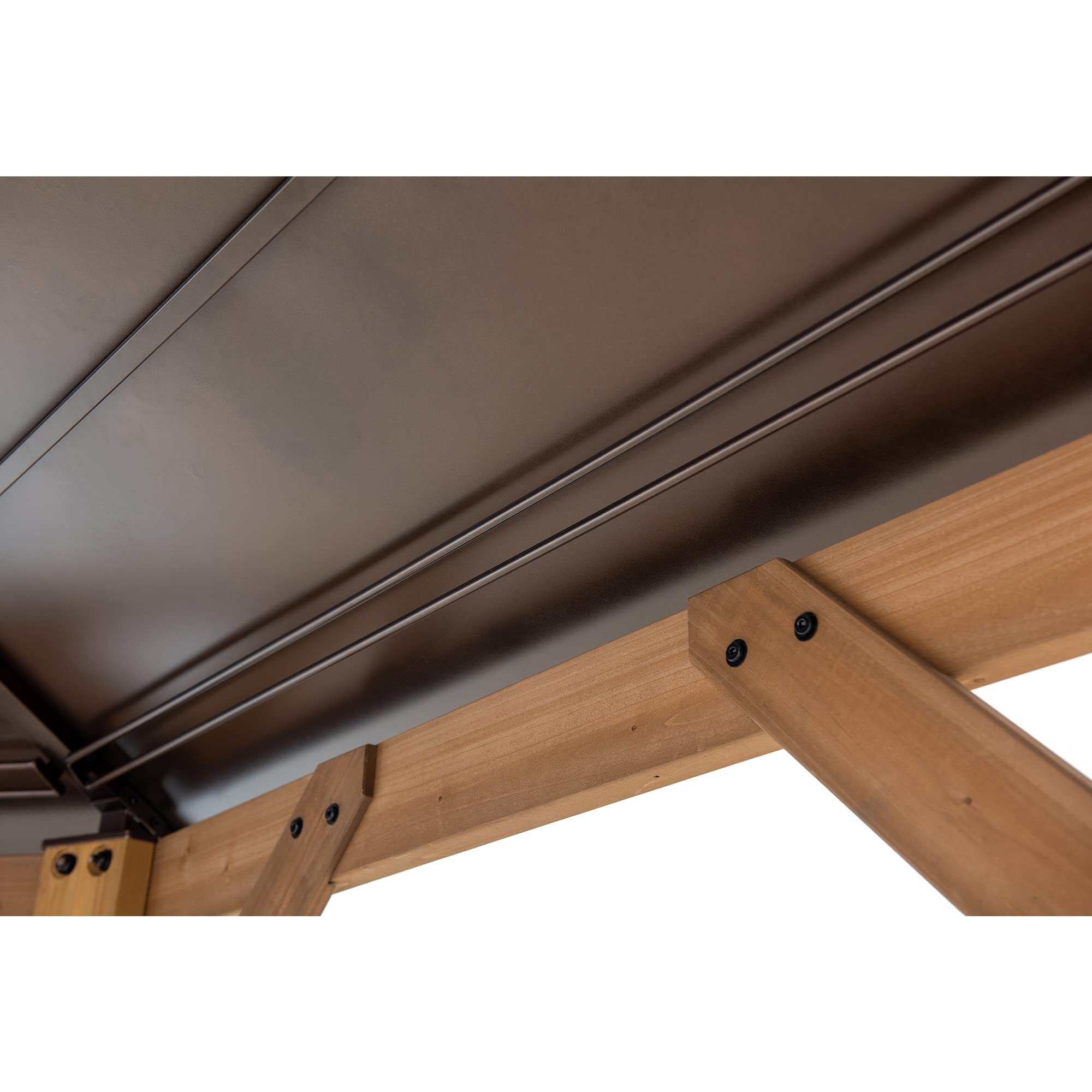 【Gazebo】13x13 Cedar Framed Octagon Wood Gazebo with Brown Double Tiered Steel Hardtop Roof & Ceiling Hook