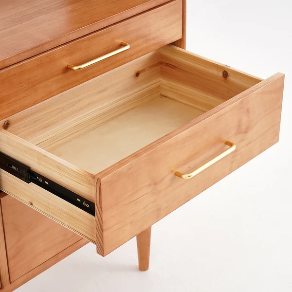 Prosy Mid-Century Modern Natural Sideboard with 3 Doors & 3 Shelves & 3 Drawers in Small
