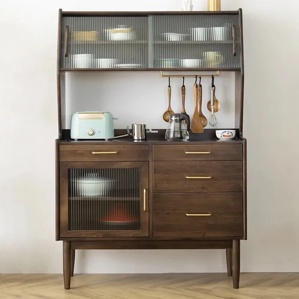 Prosy Mid-Century Modern Natural Sideboard with 3 Doors & 3 Shelves & 3 Drawers in Small