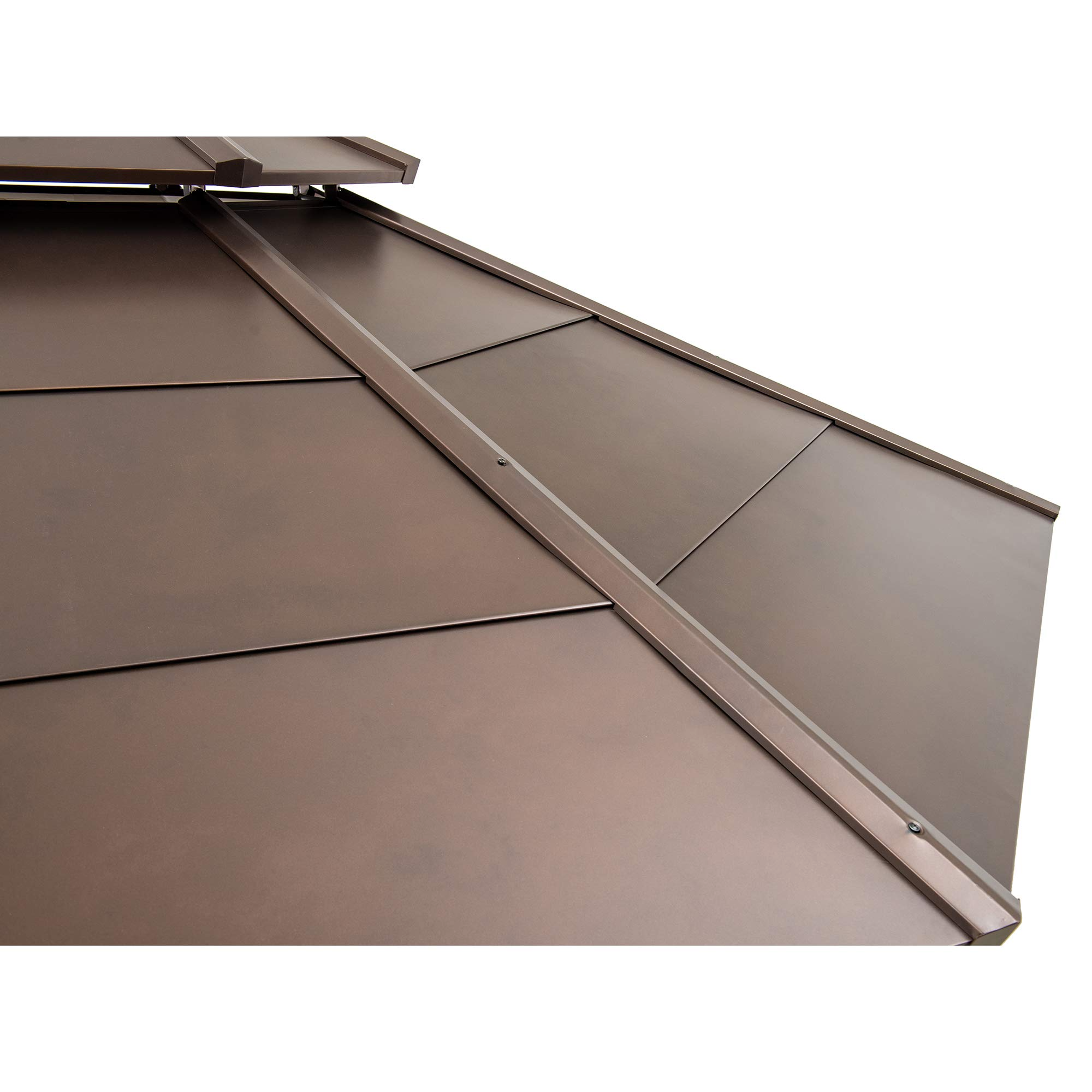 【Gazebo】13x13 Cedar Framed Octagon Wood Gazebo with Brown Double Tiered Steel Hardtop Roof & Ceiling Hook