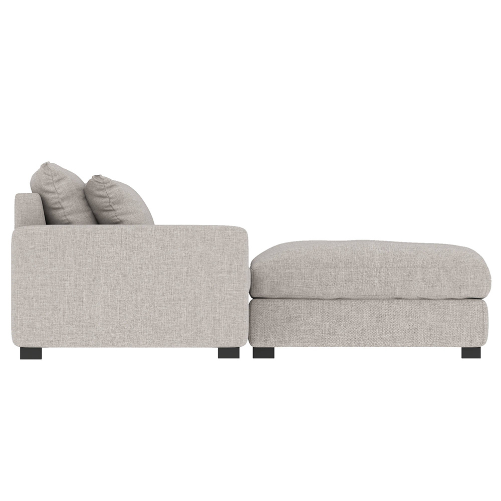 Modern Sectional Sofa with Ottoman, Linen, Corner Sectional Sofa For Lining Room, 140.15'', Beige