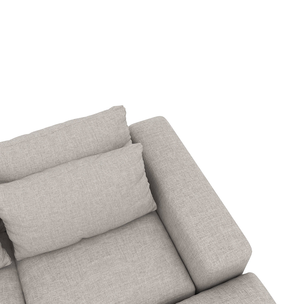 Modern Sectional Sofa with Ottoman, Linen, Corner Sectional Sofa For Lining Room, 140.15'', Beige